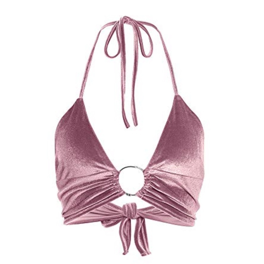 [🟡 Bundle 10 items for $25] 
Pink Halter Tie-Front Top